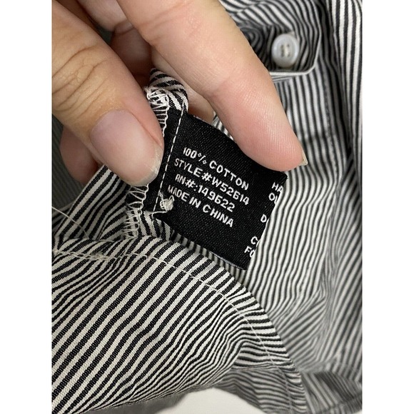 Walter Baker Floral Embroidered Boho Stripe Roll Tab Shark Bite Blouse Sz M E3 - Picture 4 of 5